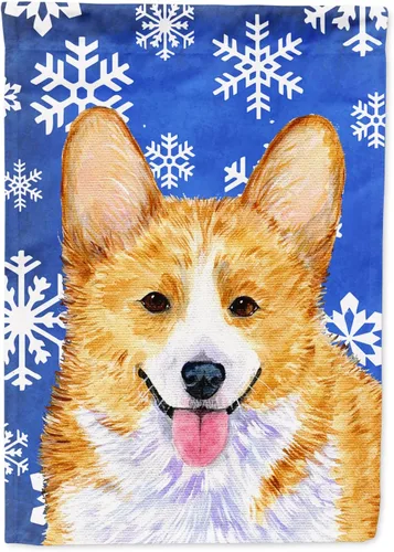 Miniatura 290 de Caroline's Treasures SC9374GF Bulldog English Snow flakes Holiday Garden Flag Buzón Bandera decorativa para patio exterior, patio, obras de arte