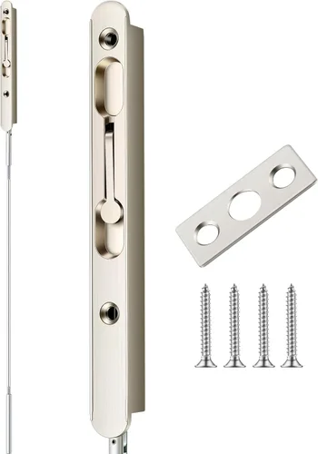 Blulu 1 perno empotrado de palanca abatible extendida de 18 pulgadas para puerta doble, extralarga y resistente, aleación de zinc francesa (níquel