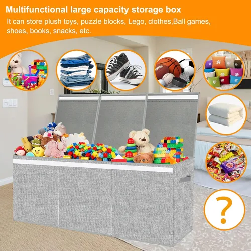 Miniatura 3 de Pantryily Caja de Juguetes Extra Grande para Niñas y Niños - Cajas Cofre de Juguetes Plegables Organizadoras y Almacenamiento para Sala de Estar
