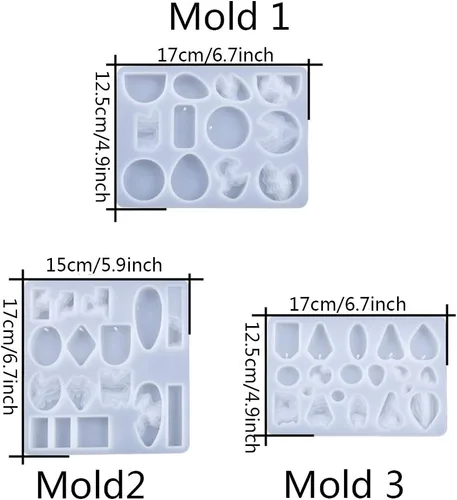 Miniatura 4 de Paquete de 3 moldes de resina de ola oceánica, molde de silicona rectangular, moldes de fundición epoxi para joyería de isla para colgante
