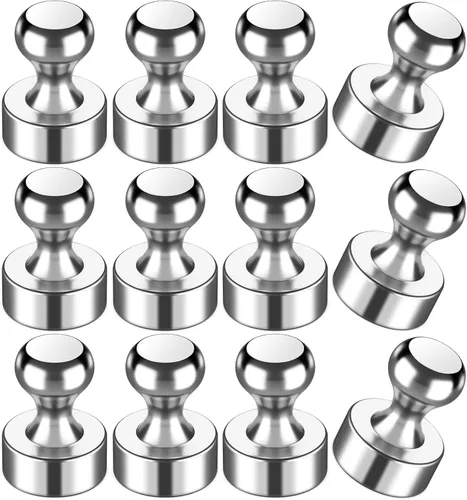 Miniatura 25 de 24 imanes de nevera, imanes para refrigerador, pequeños imanes fuertes, imanes de pizarra blanca para refrigerador, pasadores magnéticos para Negro