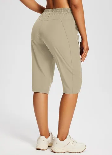 Miniatura 2 de BALEAF Pantalones cortos de 15 pulgadas de largo para mujer, pantalones cortos capri por debajo de la rodilla, ligeros, de secado rápido, cintura