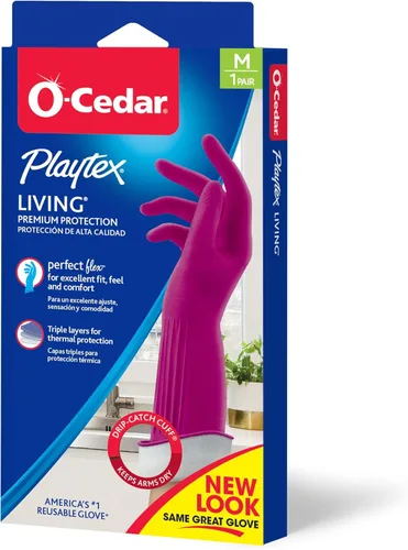 Miniatura 8 de Guantes de limpieza de goma reutilizables Playtex Living (Medianos, 12 pares), guantes reutilizables para el hogar con protección premium