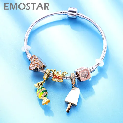 Miniatura 4 de EMOSTAR Dijes temáticos familiares para el Día de la Madre, plata de ley, padre, hija, hijo, nana, esposa marido, madrina, corona de mamá, cuentas