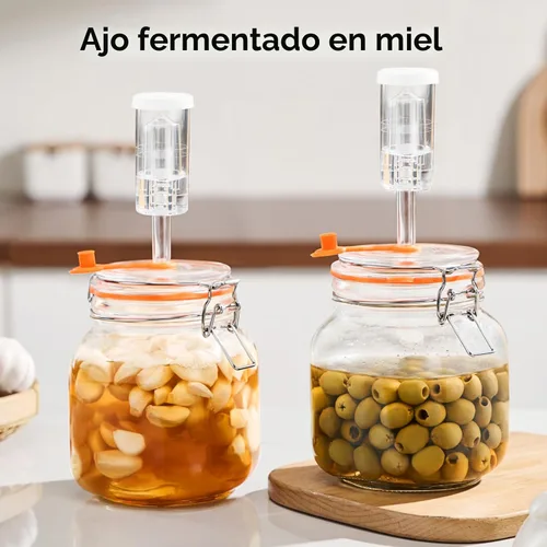 Miniatura 3 de JILLMO Tarro de fermentación de 1 litro, kit cuadrado de fermentación de vidrio para hacer chucrut, salsa picante, hidromiel, sidra y más, paquete