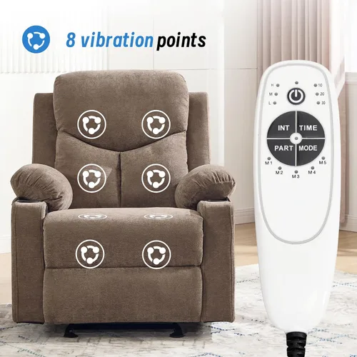 Miniatura 6 de Silla mecedora manual reclinable para adultos con masaje vibratorio, sillas reclinables deslizantes para sala de estar y dormitorio, sofá reclinable