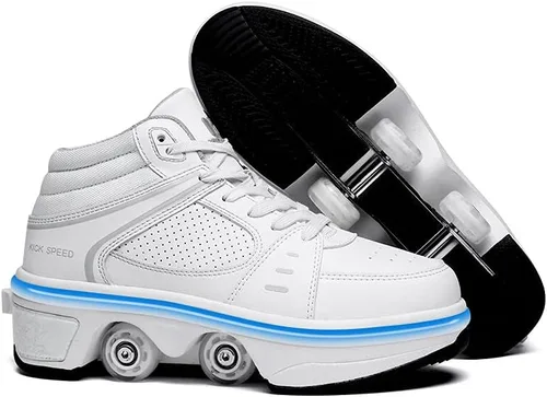 Miniatura 7 de Patines de ruedas y zapatillas 2 en 1 unisex con ruedas retráctiles para exteriores, diversión y fitness, patines de patada