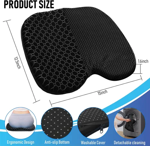Miniatura 2 de Cojín de asiento de kayak, asiento de kayak de gel grueso antideslizante impermeable, almohadilla de goma portátil para remo de canoa para estadio