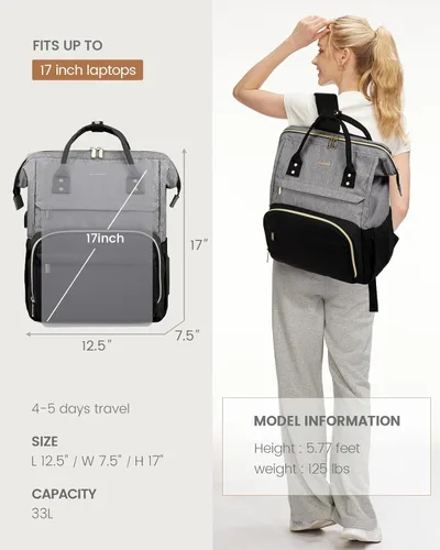 Miniatura 5 de LOVEVOOK - Mochila para ordenador portátil para mujer, de moda, de negocios, de viaje, mochila para estudiantes, mochila de trabajo para profesores