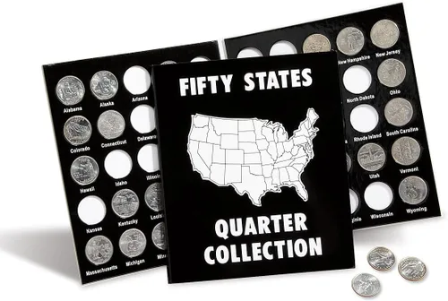 Álbum de Coleccionistas de Cuartos de 50 Estados de Current - 1999-2009 Tapa Dura Libro de Soporte y Exhibición de Monedas de Estados Unidos,
