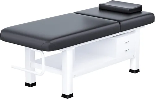 Mesa de masaje con toallero y almacenamiento, capacidad de peso de 1500 libras, base de hierro, cama de masaje, respaldo ajustable para uso