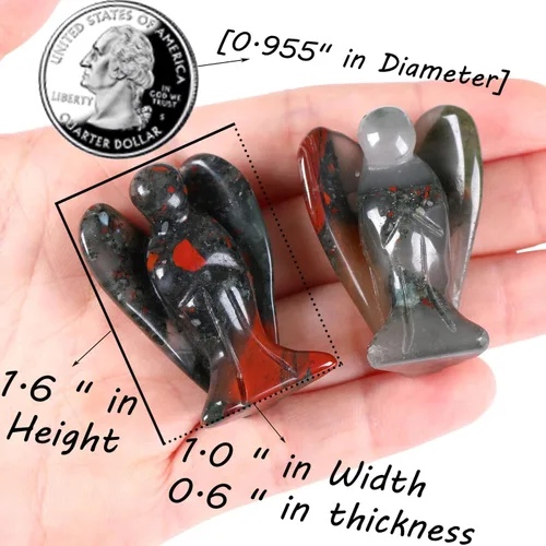 Miniatura 2 de QINJIEJIE Cristales de Piedra de Sangre Africana Decoración de Ángel Estatua de la Paz Piedra Ángel Guardián Sanador Gemas Talladas a Mano Lindas