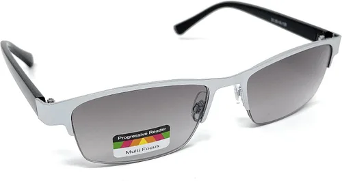 Miniatura 5 de Rectángulo de metal progresivo sin línea Gafas de lectura Tri-Focal Gafas de sol lectores plomizo