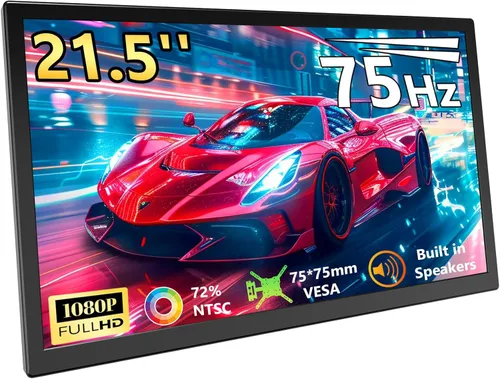 Monitor portátil grande de 21.5 pulgadas para laptop, FHD 1080P 75Hz VESA compatible con USB-C HDMI, extensor de computadora para trabajar y juegos