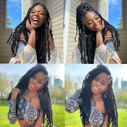 Miniatura 2 de ZRQ 6 paquetes de cabello de ganchillo Butterfly Locs de 20 pulgadas, extensiones de cabello sintético desgastado negro, trenzas de ganchillo