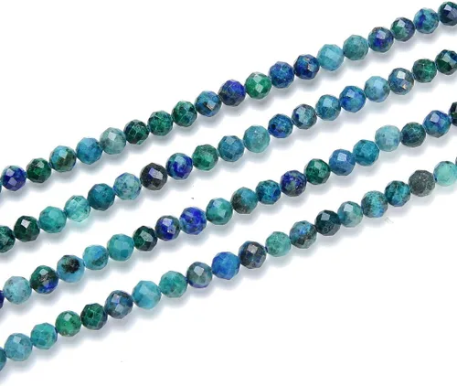 Miniatura 15 de Adabele Cuentas redondas facetadas pequeñas de 0.118 in con piedras preciosas de amazonita azul natural de 15 pulgadas
