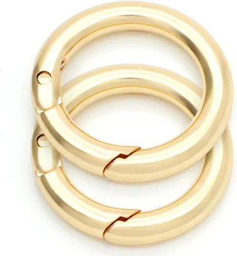 CRAFTMEMORE 2 unids 1 1/2 pulgadas O Rings Snap Clip Spring Opening O-Ring Mosquetón Llavero Cierre redondo Hebilla Monedero Hardware SCOS (dorado)