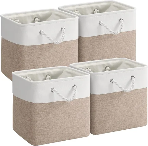 Miniatura 125 de Cestas de almacenamiento para estantes de 11.8 x 7.9 x 5.2 pulgadas, contenedores de almacenamiento plegables de tela con asas, organizador