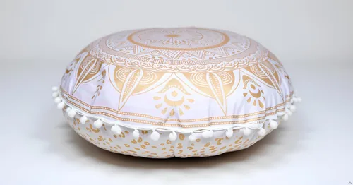 Miniatura 11 de CRAFT KALA Funda de Cojín de Suelo Redonda de 22" Mandala Boho para Sala de Meditación Asientos Pufs Funda para Sala de Estar Sala de Yoga Hogar