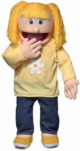 Silly Puppets Katie, Peach Girl de 30 pulgadas, marioneta de rendimiento profesional con patas extraíbles, cuerpo completo o medio