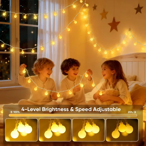 Miniatura 4 de OMIKA Guirnalda de luces de 20 pies, 40 LED de 24 colores cambiantes, funciona con pilas, luces de Navidad alimentadas por USB, cadena de luces
