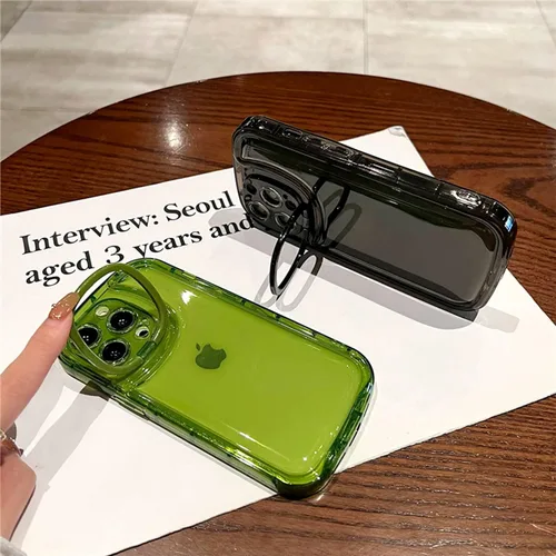 Miniatura 3 de Ownest Funda compatible con iPhone 13 Pro Max con función atril transparente, diseño creativo con soporte para cámara para TPU delgada, a prueba