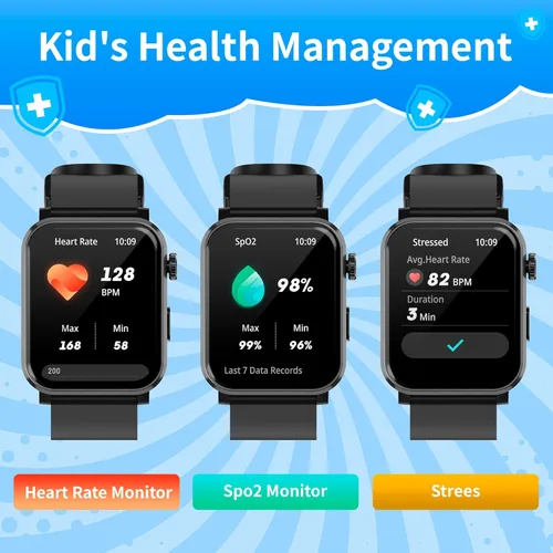 Miniatura 6 de EZON Reloj inteligente para niños y niñas, reloj HD de 1.83 pulgadas con función de llamada, juegos, podómetro, frecuencia cardíaca, SpO2, monitor