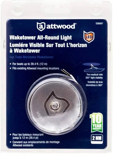 Miniatura 5 de attwood 5580A7 Waketower Luz de navegación LED para barco marino, plateada, un tamaño (5580-A7) (Paquete de 3)