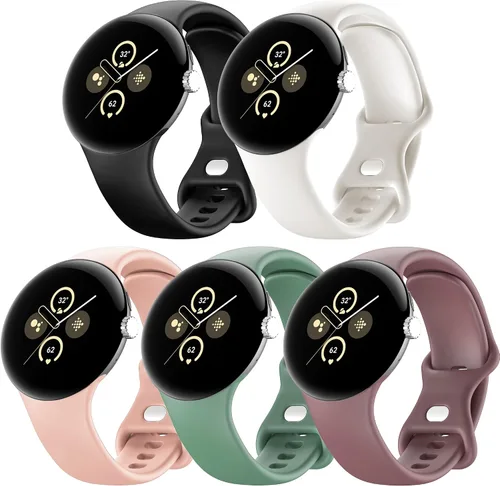 Miniatura 10 de Paquete de 5 bandas de reloj compatibles con Google Pixel 2/Pixel 3/Pixel 4 de 41mm para mujeres y hombres, correa de reemplazo deportiva duradera