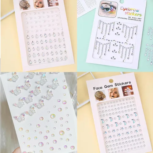 Miniatura 3 de NOOEPC Gemas Faciales Gemas para el Cabello, Joyas Faciales Autoadhesivas Joyas para Ojos Diamantes de Imitación Gemas Faciales DIY Adheribles