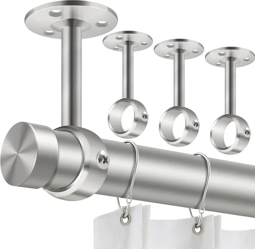 Miniatura 10 de TOKPLNU Soporte de Barra de Cortina de Techo, Soportes de Barra de Cortina de Techo Resistentes, Ganchos Colgadores Negros para Barras de Cortina