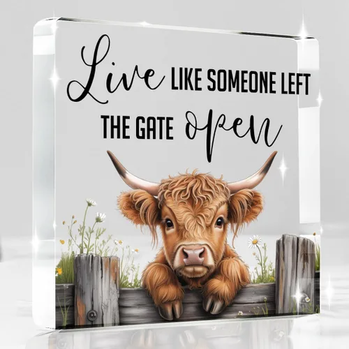 Miniatura 27 de Highland Cow Gifts - Letrero acrílico con texto en inglés "You are Brave Kind Loved Enough Positive Inspirador Highland Cow Regalos para Amigos