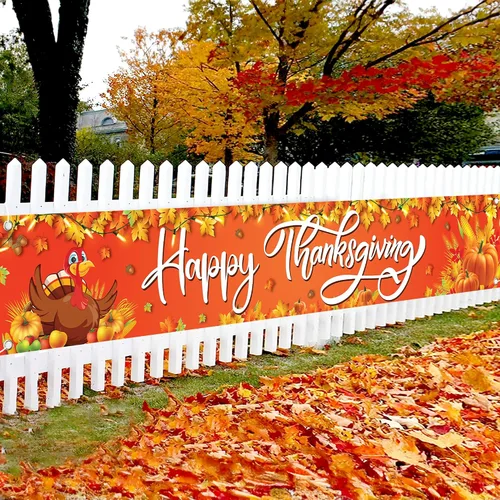 KatchOn, Cartel de Feliz Día de Acción de Gracias para exteriores, Xtralarge, 120 x 20 pulgadas, pancarta de patio para exteriores | Decoraciones de
