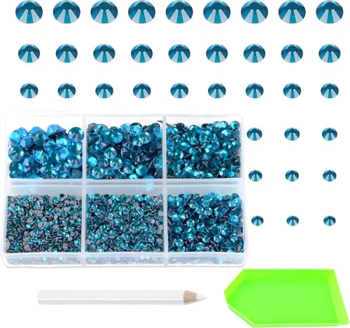 Miniatura 10 de AD Beads 4500 diamantes de imitación termoadhesivos con parte trasera plana, 6 tamaños (0.079-0.236 in), gemas de cristal redondas con pinzas