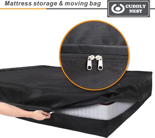 Miniatura 4 de Bolsa de almacenamiento impermeable para colchón para mudanza y almacenamiento, bolsa reutilizable de lona resistente con cremallera y correas