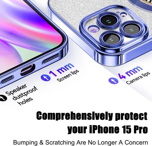 Miniatura 370 de Misscase Funda magnética con purpurina para iPhone 11 compatible con MagSafe, protección completa, delgada, a prueba de golpes, antiarañazos