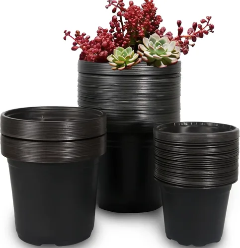 Miniatura 8 de Paquete de 100 macetas de vivero, macetas de plástico de 3 pulgadas para plantas con agujeros de drenaje, macetas de jardín para inicio de semillas
