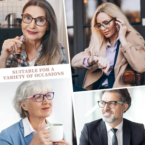 Miniatura 4 de Przene Paquete de 4 lentes de lectura con bloqueo de luz azul, lectores para mujeres y hombres con bisagra de resorte Mezcla