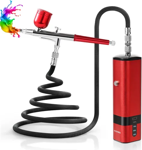 Kit de aerógrafo con compresor, juego de pistola de aire mini portátil de 32PSI, cepillos de aire de alta presión portátiles para pintar, tatuajes,