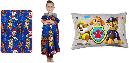 Franco Ropa de cama para niños, manta de felpa súper suave, 46 x 60 pulgadas, Paw Patrol y ropa de cama para niños, funda de almohada reversible de