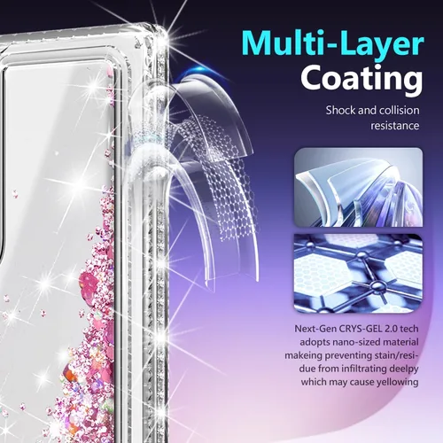 Miniatura 219 de NGB - Funda de teléfono diseñada para Samsung Galaxy S9+ Plus, morado/azul, con purpurina líquida para mujeres y niñas, con protector de pantalla