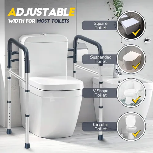 Miniatura 6 de Lianjindun Barras de seguridad para inodoro, asas de baño plegables y portátiles para ancianos, personas mayores, discapacitados y minusválidos, Azul