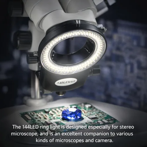 Miniatura 5 de Lámpara de anillo de cámara de microscopio 144 cuentas LED Fuente de luz Brillo Control variable ajustable Iluminación sin sombras