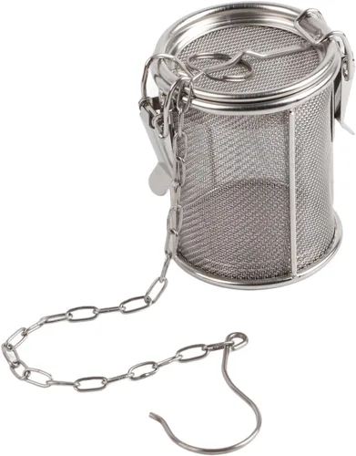 AUNMAS Colador de condimentos de acero inoxidable, infusor de colador de té con cadena, condimentos de sopa, filtro de cesta de separación, té más