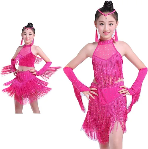 Miniatura 2 de Happy Cherry Trajes de baile elásticos para niñas, trajes de salón de salsa latina, 4-13 años