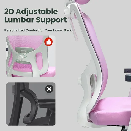 Miniatura 6 de Silla de oficina ergonómica - Silla de oficina de malla de 350LB con lumbar ajustable, silla de escritorio de computadora de respaldo alto