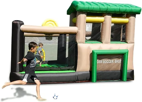 Miniatura 7 de Island Hopper Fort All Sport - Casa inflable 7 en 1 – Pared de escalada, tobogán, portería de fútbol, aro de baloncesto y más – Casa de rebote