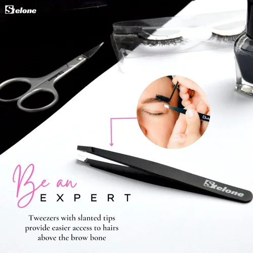 Miniatura 2 de Pinzas para cejas – Pinzas profesionales de acero inoxidable para mujeres y hombres – Gran precisión en cejas, vello facial y encarnado