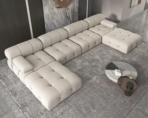 Miniatura 3 de JACH Sofá modular modular de 138 pulgadas, sofás de terciopelo minimalistas en forma de U con tumbonas, sofás convertibles modernos de 6 asientos