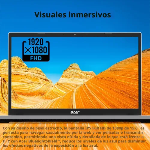Miniatura 4 de Acer Aspire Go 15 AI Ready Laptop Pantalla FHD IPS de 15.6 pulgadas AMD Ryzen 3 7320U Gráficos AMD Radeon 610M 8 GB LPDDR5 SSD PCIe de 128